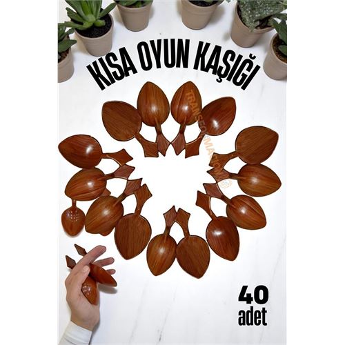 ModaCar Kısa Oyun Kaşığı Halk Oyunu Kaşığı - Kına Kaşığı Kısa Saplı Zeybek Oyun Kaşığı 40 ADET 