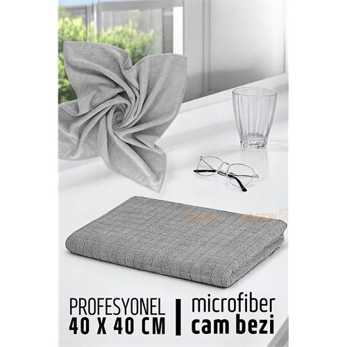 ModaCar Çift Yüzeyli Profesyonel Microfiber Cam Bezi - Yüksek Kalite Temizlik Bezi  40 x 40 cm  