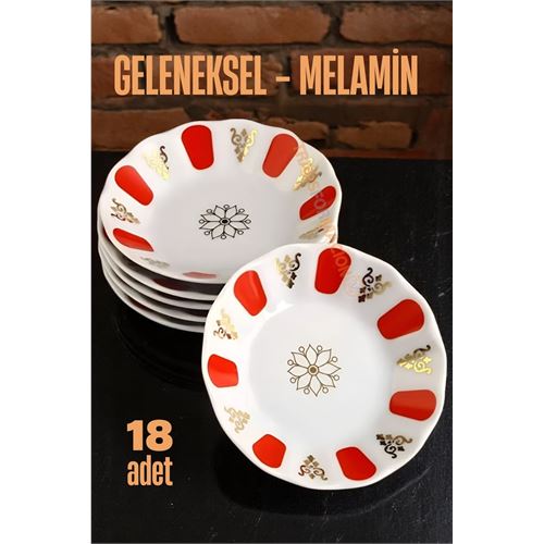 ModaCar Melamin Çay Tabağı 18 Adet Geleneksel Türk Çay Bardağı Altlığı 