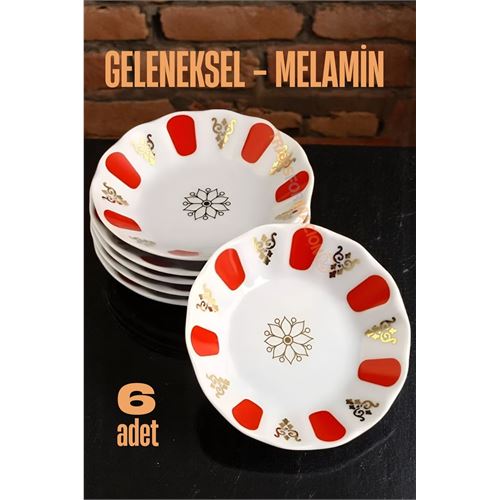 ModaCar Melamin Çay Tabağı 6 Adet Geleneksel Türk Çay Bardağı Altlığı 