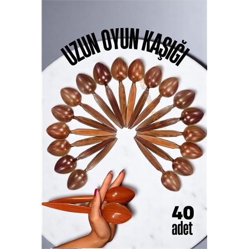 ModaCar Uzun Oyun Kaşığı Halk Oyunu Kaşığı - Kına Kaşığı Uzun Saplı Zeybek Oyun Kaşığı 40 ADET 