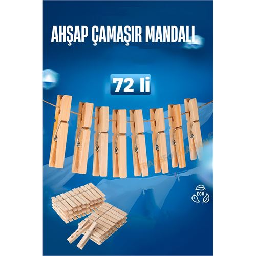 ModaCar Ahşap Çamaşır Mandalı 72 ADET 