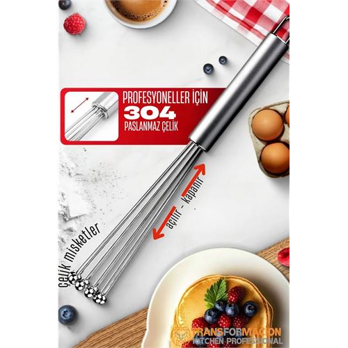 Modacar Çelik Misketli Yaylı Açılır Kapanır Çırpıcı 304 Paslanmaz Çelik Çırpıcı Çırpma Teli 