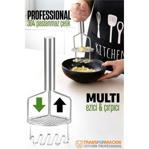 Modacar Patates Ezici Profesyonel 304 Paslanmaz Çelik Sıkıştırmalı Yüksek Basınca Dayanıklı  