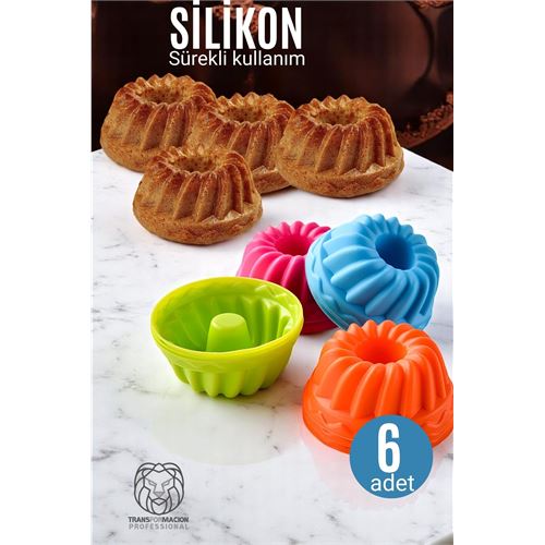Modacar Silikon Göbekli Muffin CupCake Kalıbı - Sürekli Kullanım Muffin Kek Kalıbı 6 ADET 