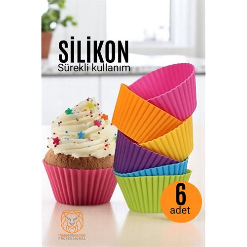 Modacar Silikon Muffin Kalıbı - Sürekli Kullanım Muffin Kek Kalıbı 6 ADET 