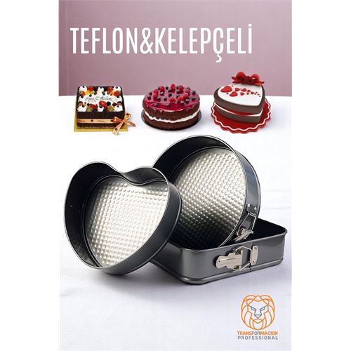 Modacar 3 Boy Kelepçeli Kek Kalıbı 24-26-28 Cm Çoklu Kek Kalıbı Teflon 