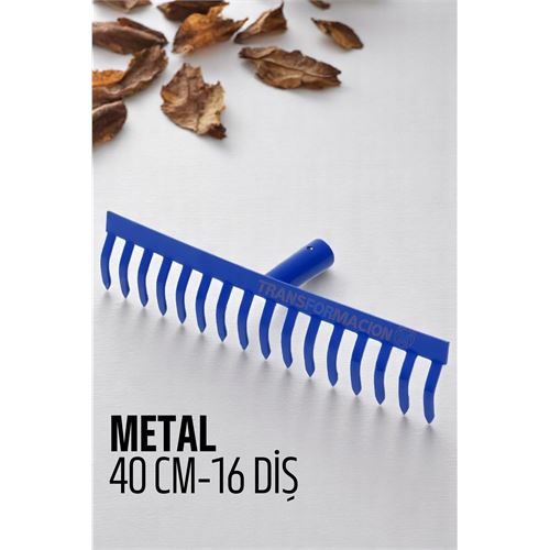 Modacar Metal Bahçe Tırmığı - Yaprak Toplama Tırmığı Dayanıklı Tırmık 16 DİŞ 40 CM 
