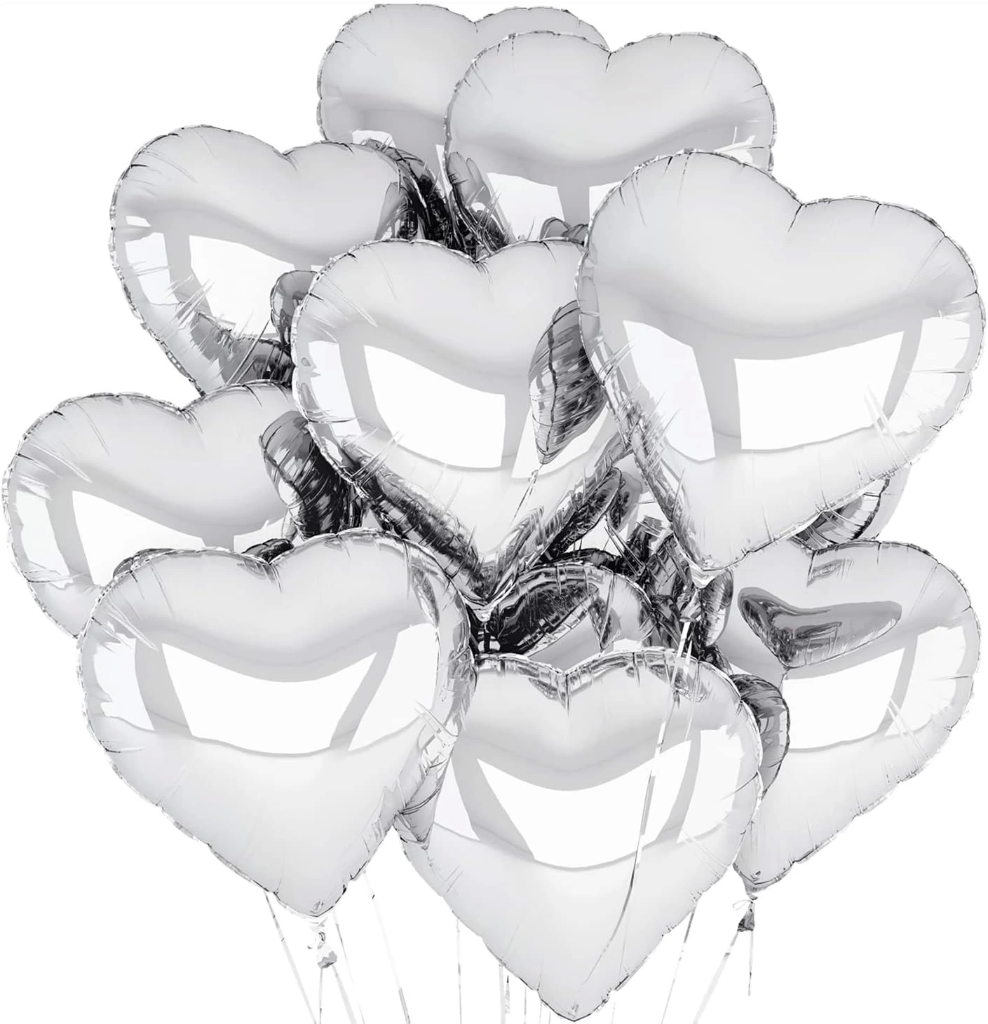 Metalize Parlak Gm Kalp Ekilli Uan Balon Folyo 18 İn 45 Cm 10 Adet