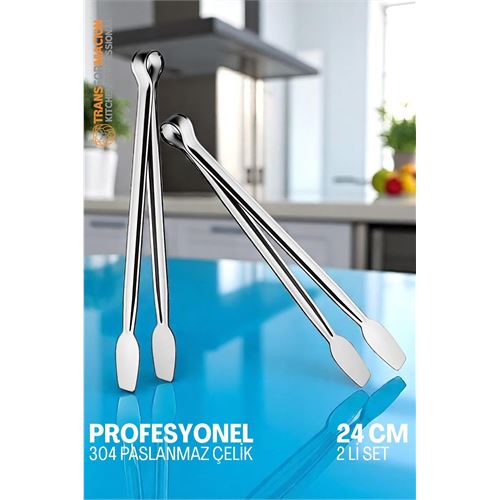 Modacar Mutfak Maşası - Mangal Barbekü Maşası - Izgara Maşası Tava Maşası Çelik  24 Cm 